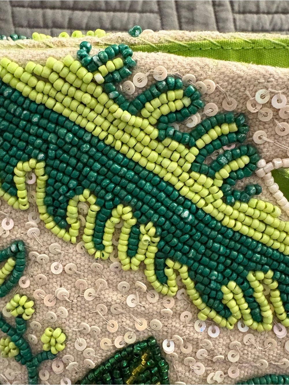America and Beyond Beaded Hand Bag Tropical Leafs Green Crossbody Purse NWT - Picture 6 of 12